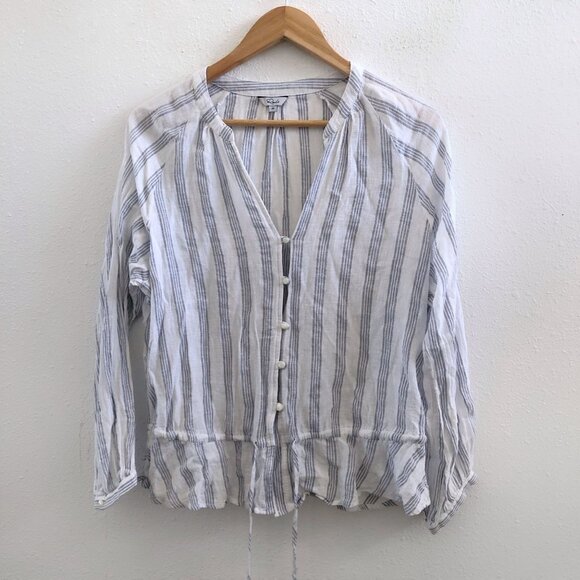 RAILS Marti Cayman Stripe V-Neck Blouse Size Medium - Picture 2 of 12
